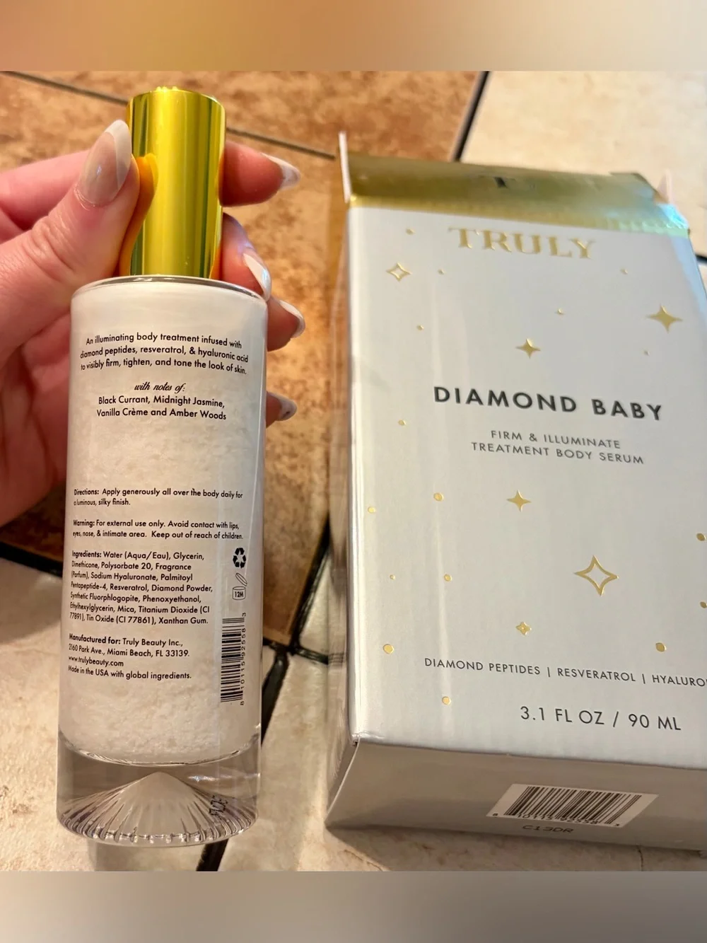 New in Box TRULY Diamond Baby Body Serum- Firm & Illuminate Treatment Body Serum